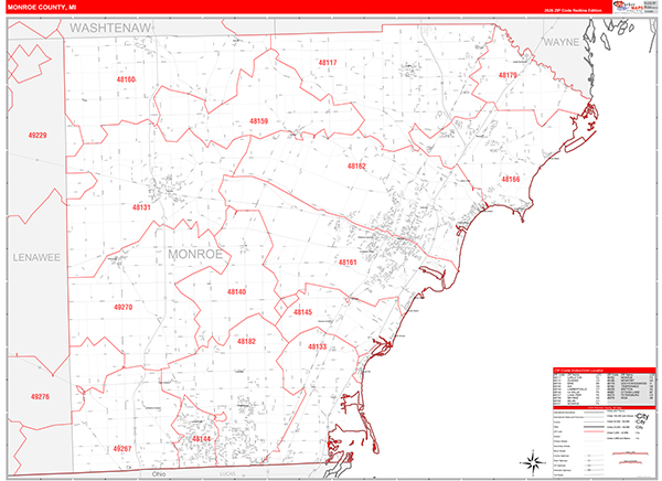 Monroe County, MI Zip Code Map