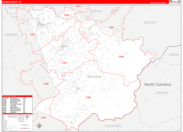 Monroe County, TN Zip Code Map