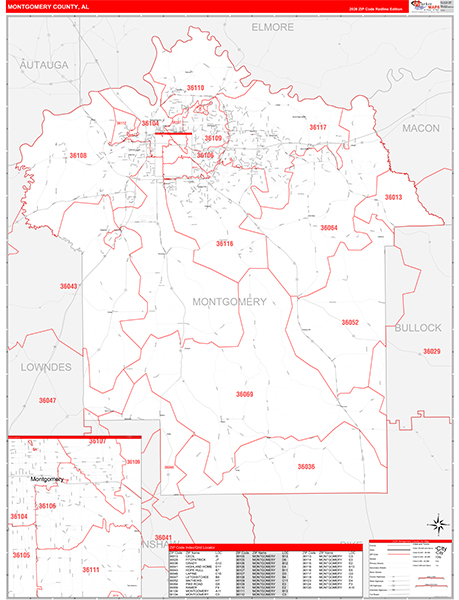 Montgomery County, AL Zip Code Map