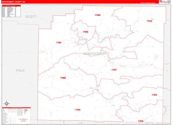 Montgomery County, AR Zip Code Map