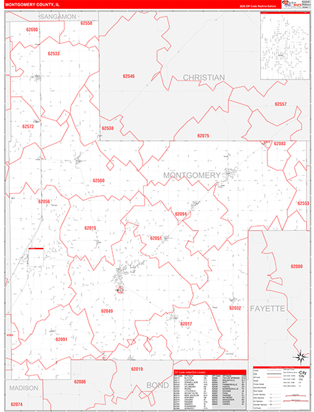 Montgomery County, IL Zip Code Map
