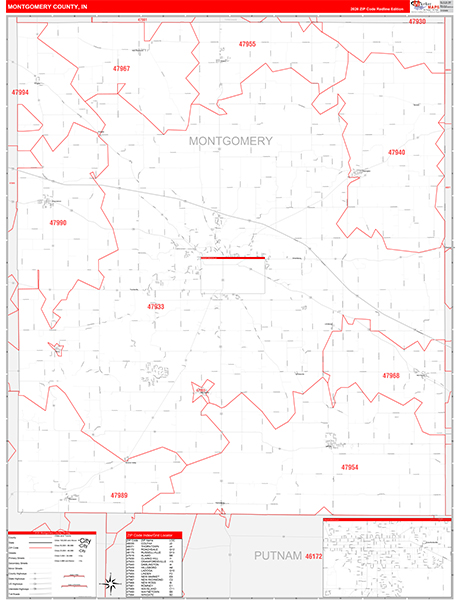 Montgomery County, IN Zip Code Map