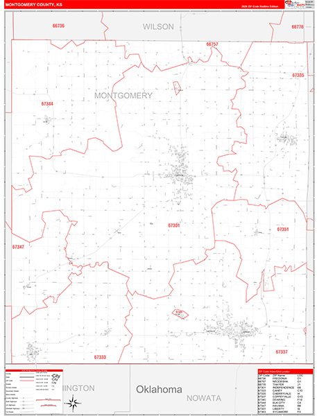 Montgomery County, KS Zip Code Map