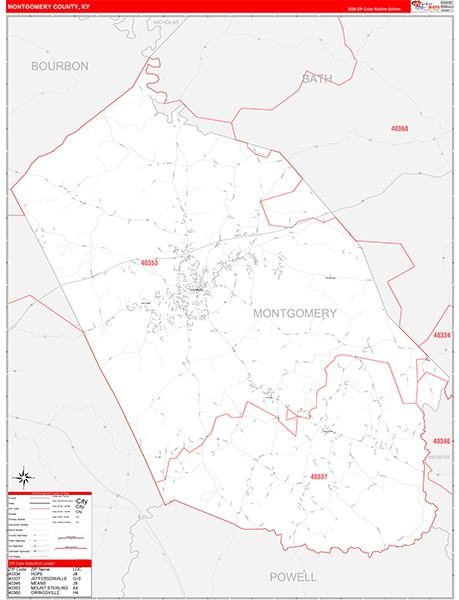 Montgomery County, KY Zip Code Map