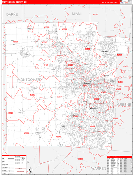 Montgomery County, OH Zip Code Map