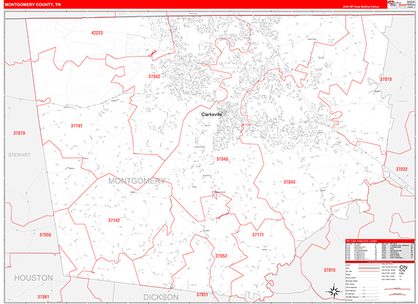 Montgomery County, TN Zip Code Map