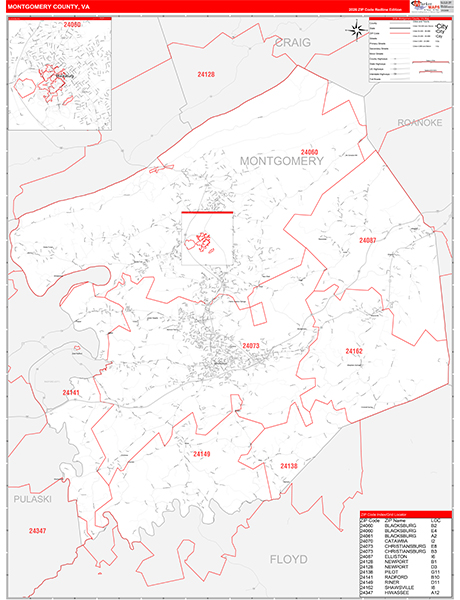 Montgomery County, VA Zip Code Map
