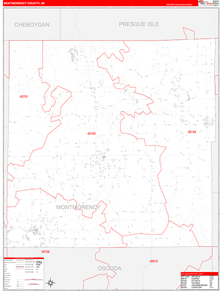 Montmorency County, MI Zip Code Map