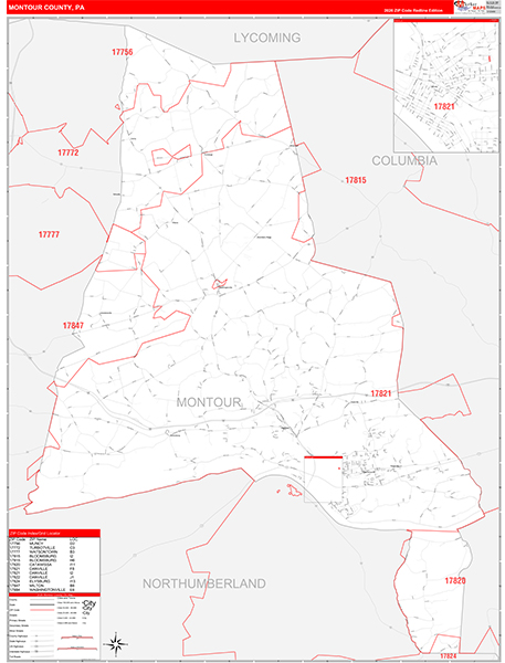 Montour County, PA Zip Code Map