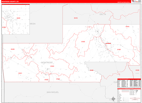 Montrose County, CO Zip Code Map