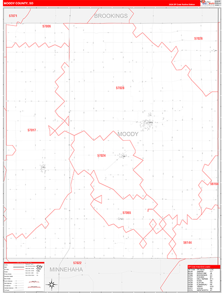 Moody County, SD Zip Code Map