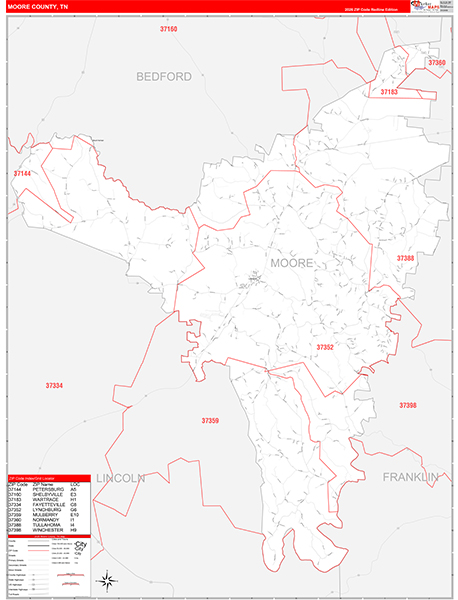 Moore County, TN Zip Code Map