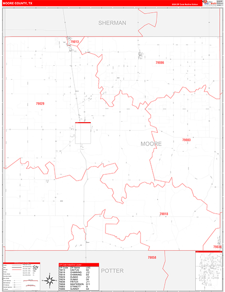 Moore County, TX Zip Code Map