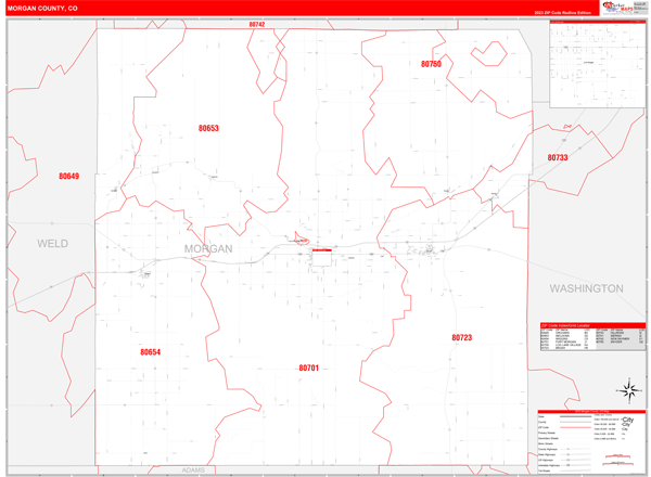Morgan County, CO Zip Code Wall Map