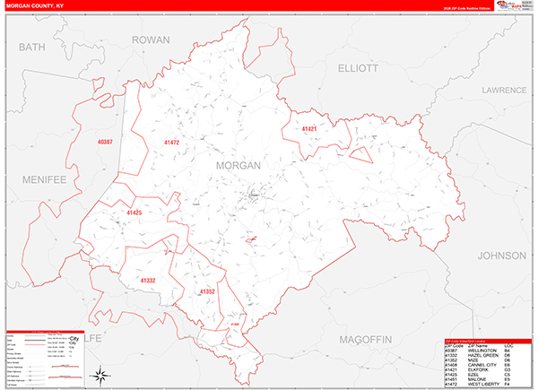 Morgan County, KY Zip Code Map