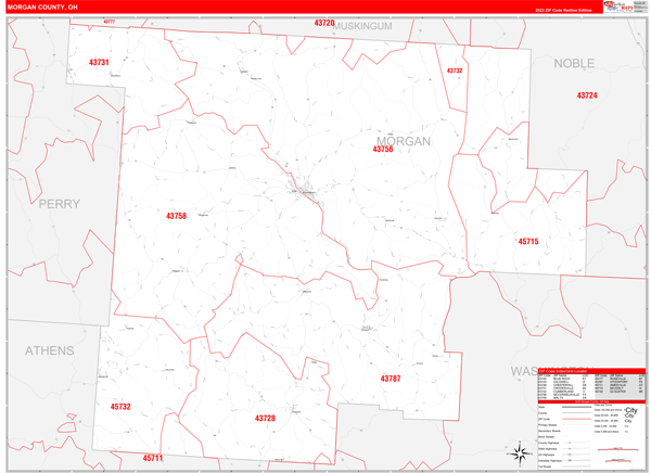 Morgan County Digital Map Red Line Style