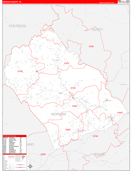 Morgan County, TN Zip Code Map