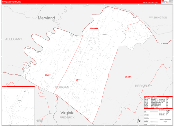 Morgan County, WV Zip Code Map