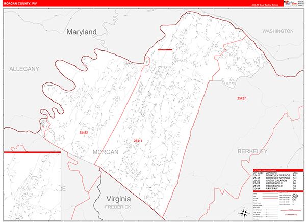 Morgan County, WV Zip Code Map