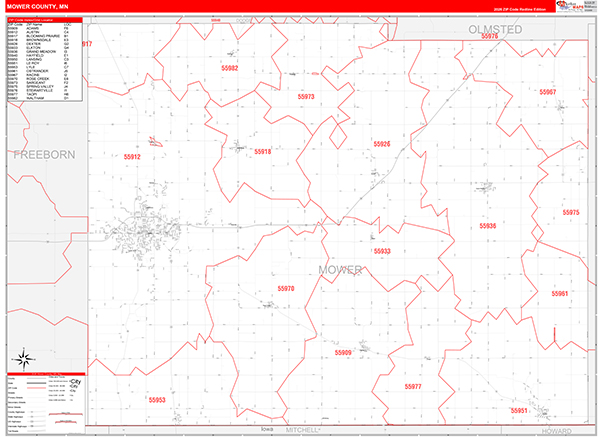 Mower County, MN Zip Code Map