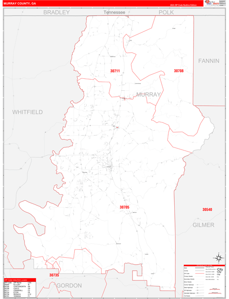 Murray County, GA Zip Code Wall Map