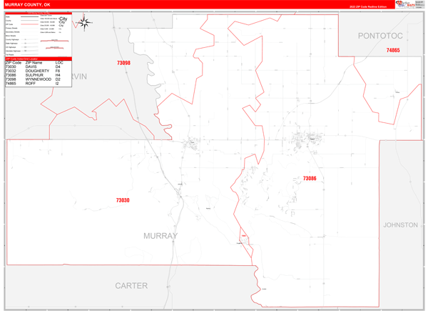 Murray County Digital Map Red Line Style