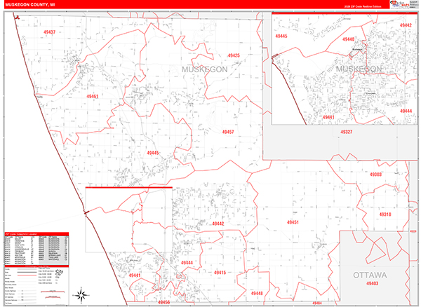 Muskegon County, MI Zip Code Map