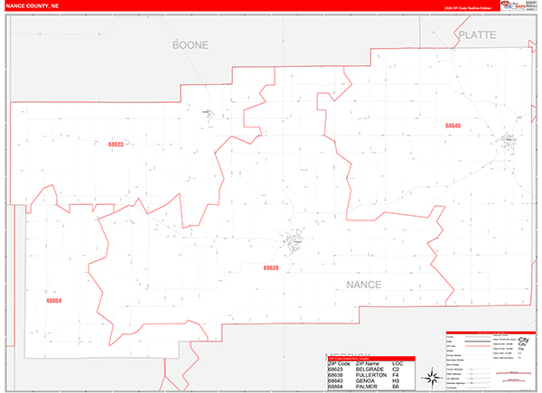 Nance County, NE Zip Code Map