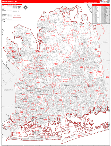 Nassau County, NY Zip Code Map