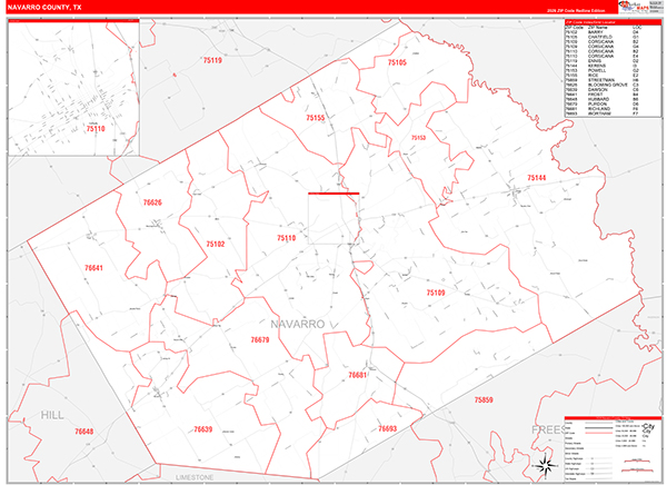 Navarro County, TX Zip Code Map