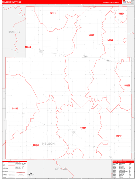 Nelson County Digital Map Red Line Style