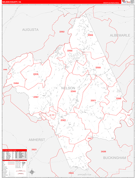 Nelson County, VA Zip Code Map