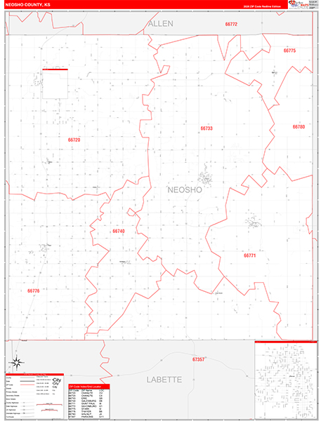 Neosho County, KS Zip Code Map