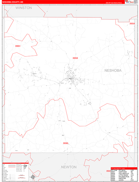Neshoba County, MS Zip Code Map
