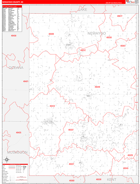 Newaygo County, MI Zip Code Map