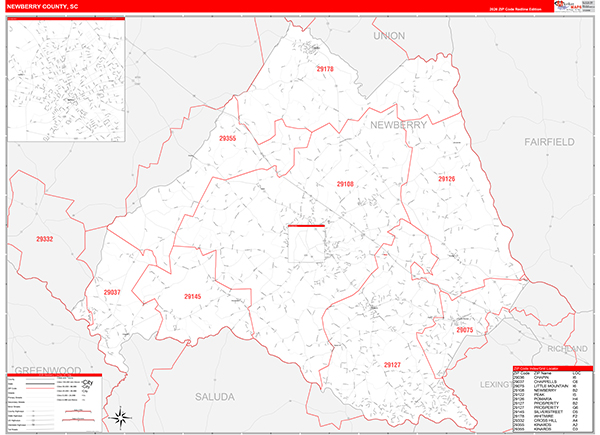 Newberry County, SC Zip Code Map