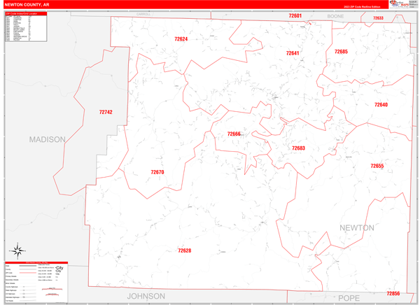 Newton County Digital Map Red Line Style