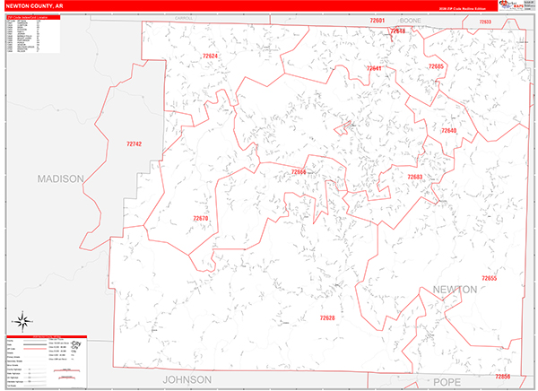 Newton County, AR Zip Code Map