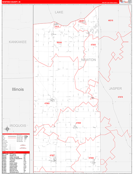 Newton County, IN Zip Code Map