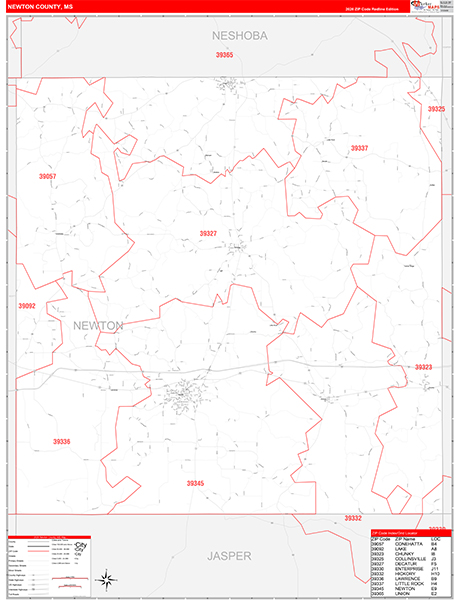 Newton County, MS Zip Code Map