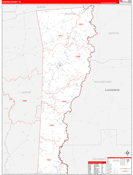 Newton County, TX Zip Code Map