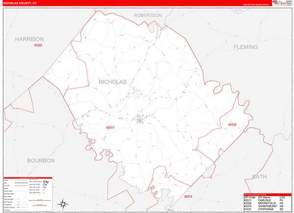 Nicholas County, KY Zip Code Map