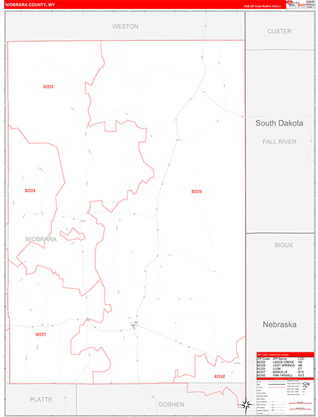 Niobrara County, WY Zip Code Map
