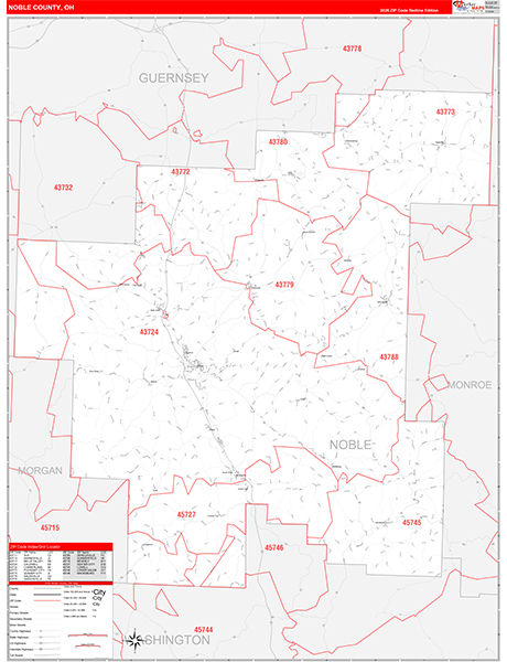 Noble County, OH Zip Code Wall Map