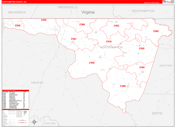 Northampton County, NC Zip Code Map