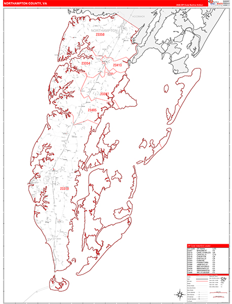 Northampton County, VA Zip Code Map