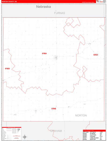 Norton County Digital Map Red Line Style