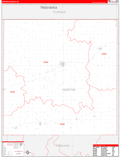 Norton County, KS Zip Code Map