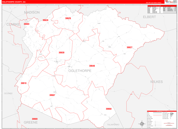 Oglethorpe County Digital Map Red Line Style