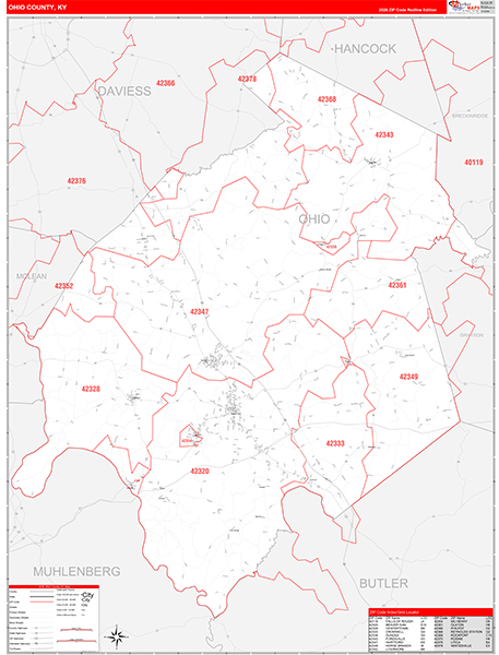 Ohio County, KY Zip Code Map